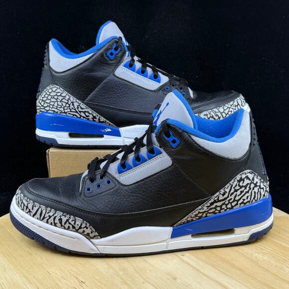 Nike Air Jordan 3 Retro Sport Blue Size 9.5 Men's Black Grey Suede 136064-007 - Picture 1 of 10